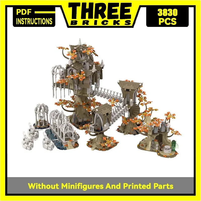 Moc Building Block Magical Rings Movie Scene UCS Lothlorien Model Castle Bricks DIY Assembly Street View Toy Child Gift