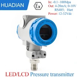 0-10V RS485 HART 4~20mA LCD Pressure Sensor Liquid Gas Pressure Transmitter Ex-proof