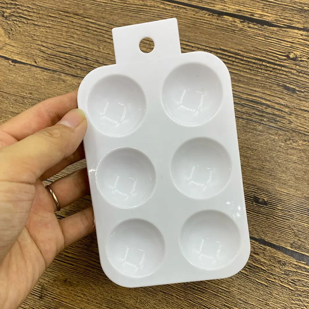 

6pcs Plastic Painting Palette For Oil Acrylic Watercolor Color Mixing Tray Lightweight Art Pigment Storage Board Mini Paint