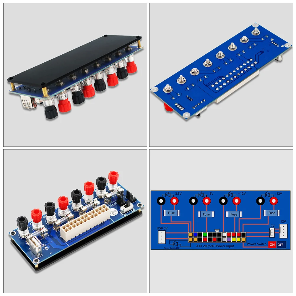 

Atx Power Board 20-Pin 24-Pin Output Terminal Module LED Indicator Acrylic Insulation Base Plate Desktop Computer Power Supply