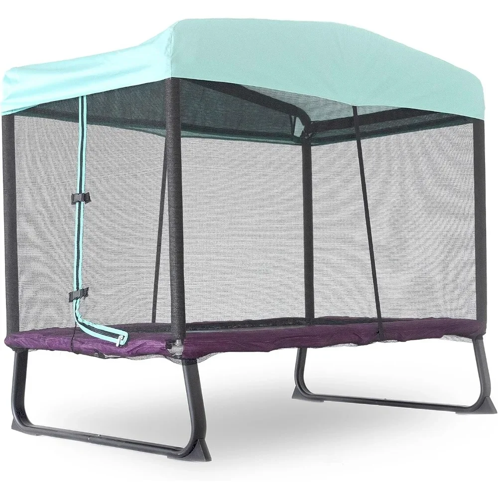 

6x4ft Indoor Outdoor Mini Trampoline for Kids and Toddlers with Net Enclosure, Durable Steel Frame, Safety Padding up to 200 LB