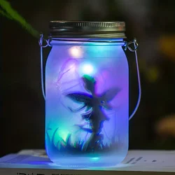 1pc Solar Garden Light Flower Fairy Elf Festival Gift Mason Jar Glass Bottle Colorful Warm White Light