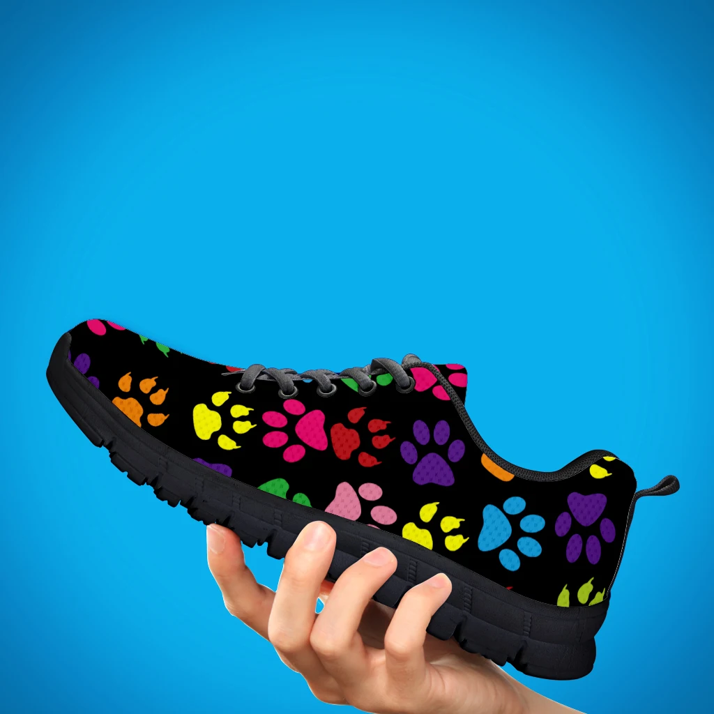 Rainbow Color Cartoon Dog Paw Print Lightweight Outdoor Shoes Comfortable Summer Breathable Shoes Basketball Shoes