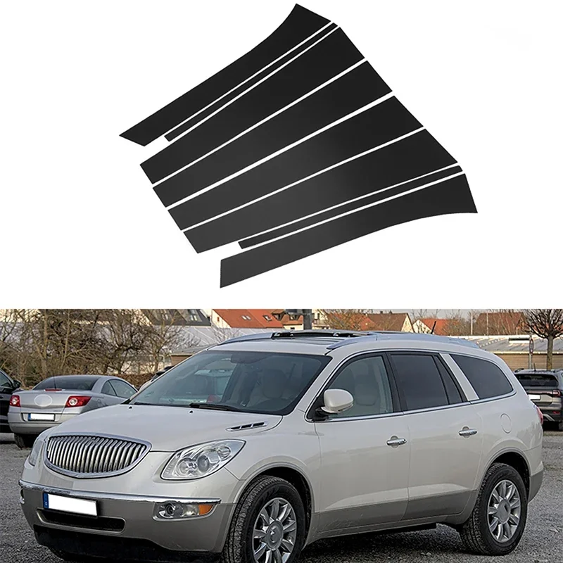 8Pcs Car Door Window Pillar Posts Trim Cover Sticker Glossy Black For Buick Enclave 2008 2009 2010-2017 BC Column Accessories