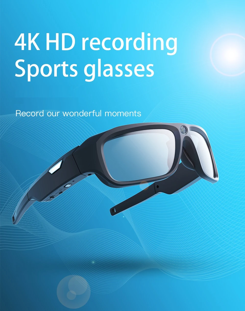4K HD Smart Glasses Camera Mini Eyewear Camcorder for Outdoor Cycling Driving Video Recordings