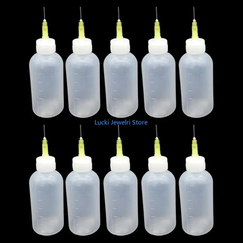 

193E 10Pcs Needles Tip Applicator Translucent Bottle for Acrylic Paint