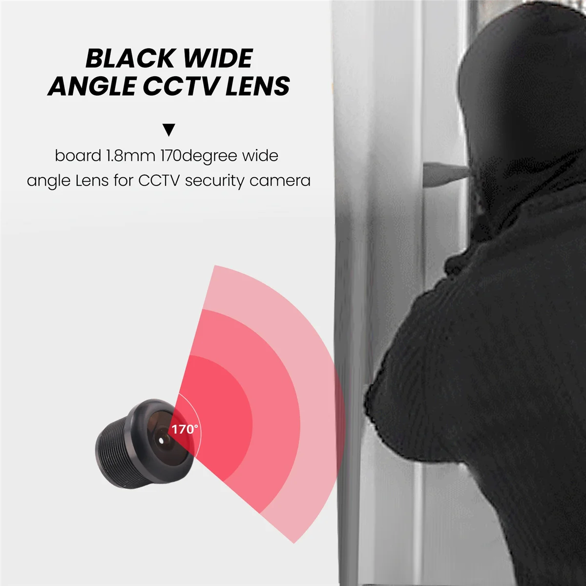 N82R เทคโนโลยี DSC 1/3 นิ้ว 1.8 มม. มุมกว้าง 170 องศาเลนส์กล้องวงจรปิดสีดําสําหรับ CCD Security Box กล้อง