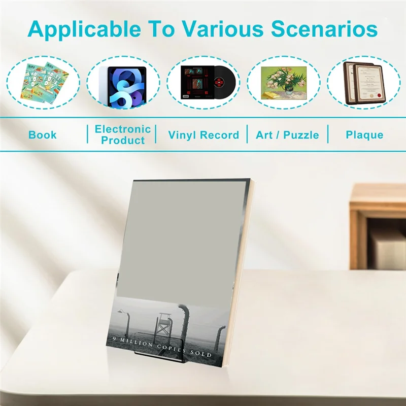 Acrylic Upright Display Stand, 6 PC 4 Inch Clear Display Holder Easel Base Picture Frame For Home Office School Store-[A002]