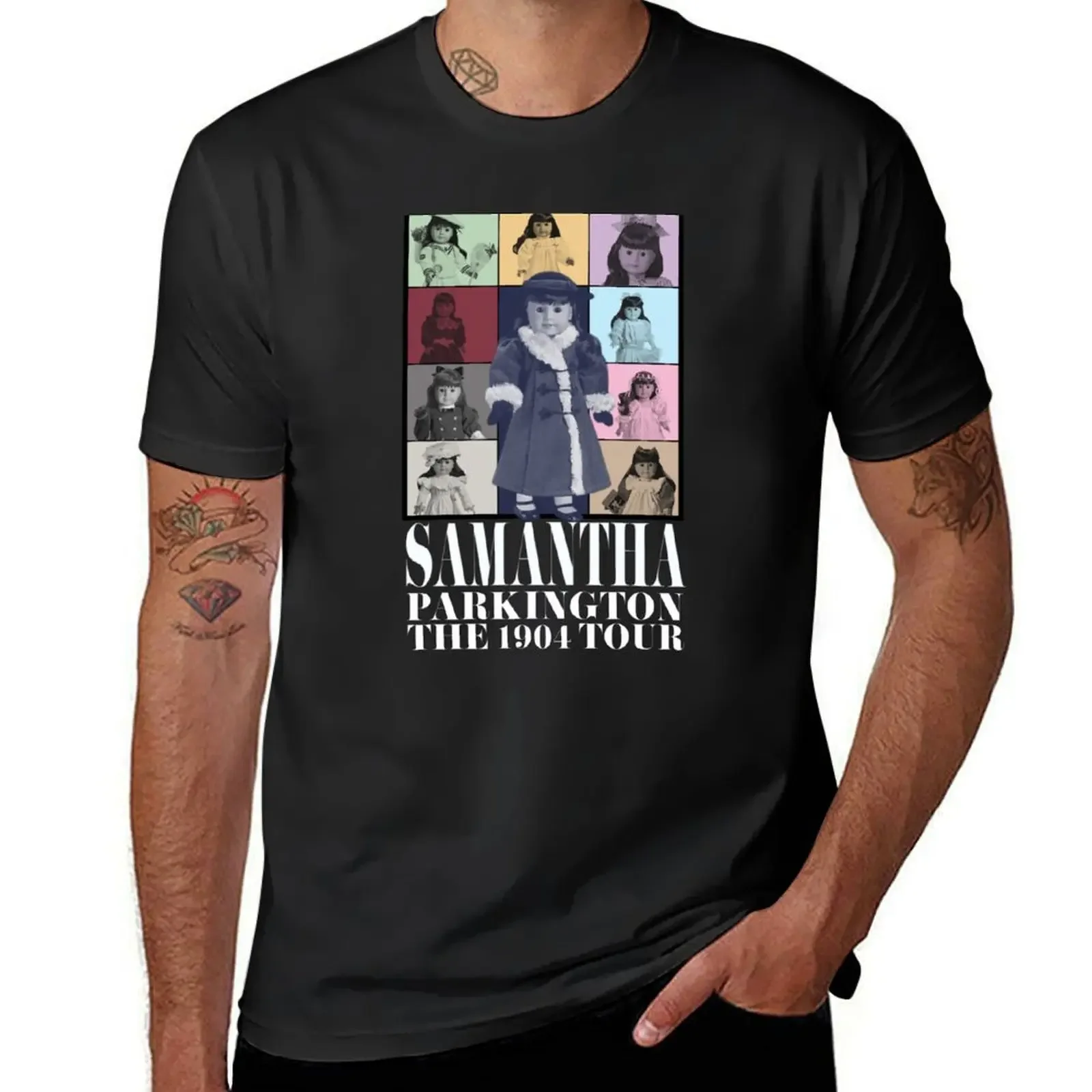 Camiseta gráfica masculina, 1904 Tour, Samantha, boneca histórica, Parkington, AG (texto branco), pacote de camisetas extragrandes