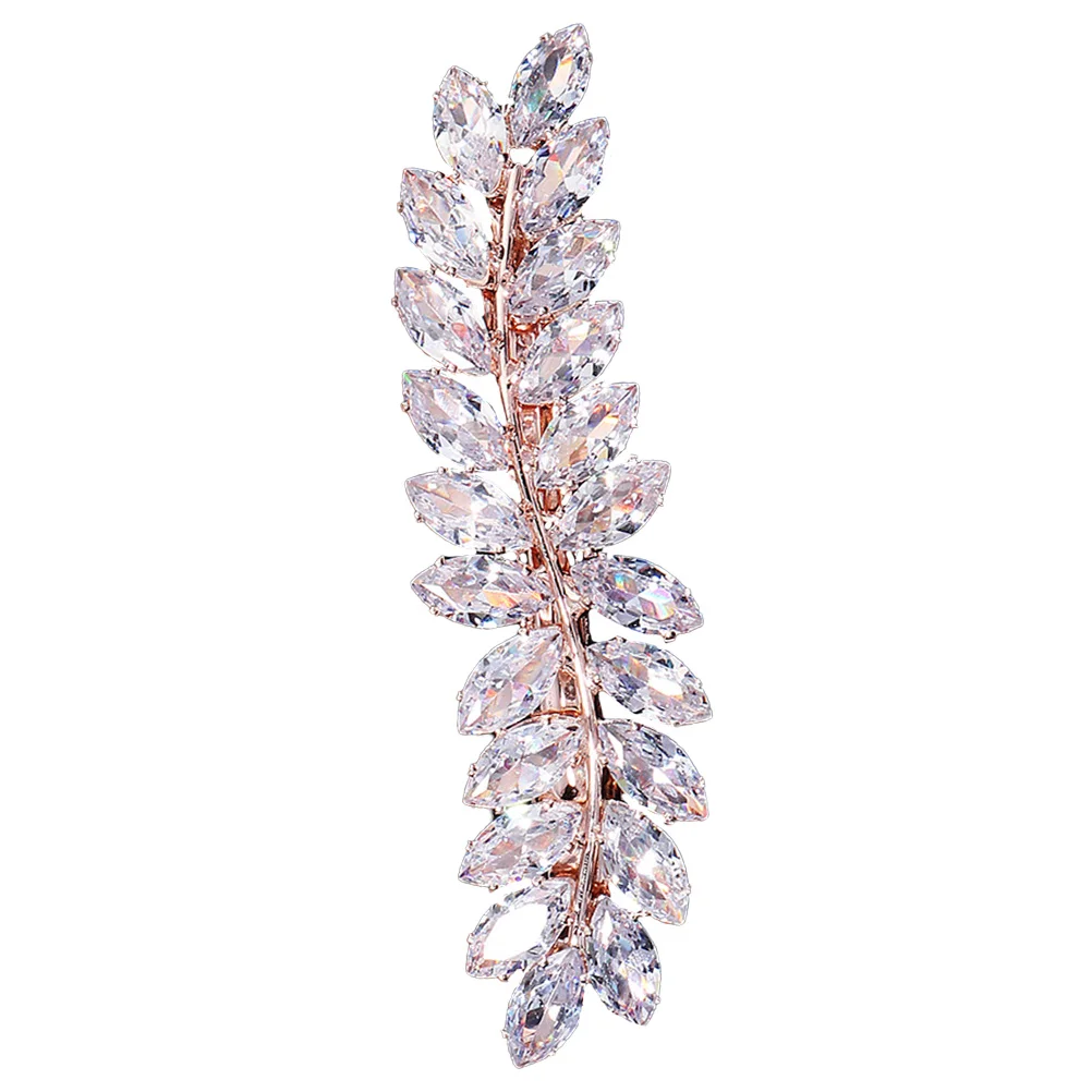

1Pcs Rhinestone Hair Clip Elegant Leaf Hairpin Lightweight Hair Bang Clamp Women Headdress Stylish Hairpin Party Accessory