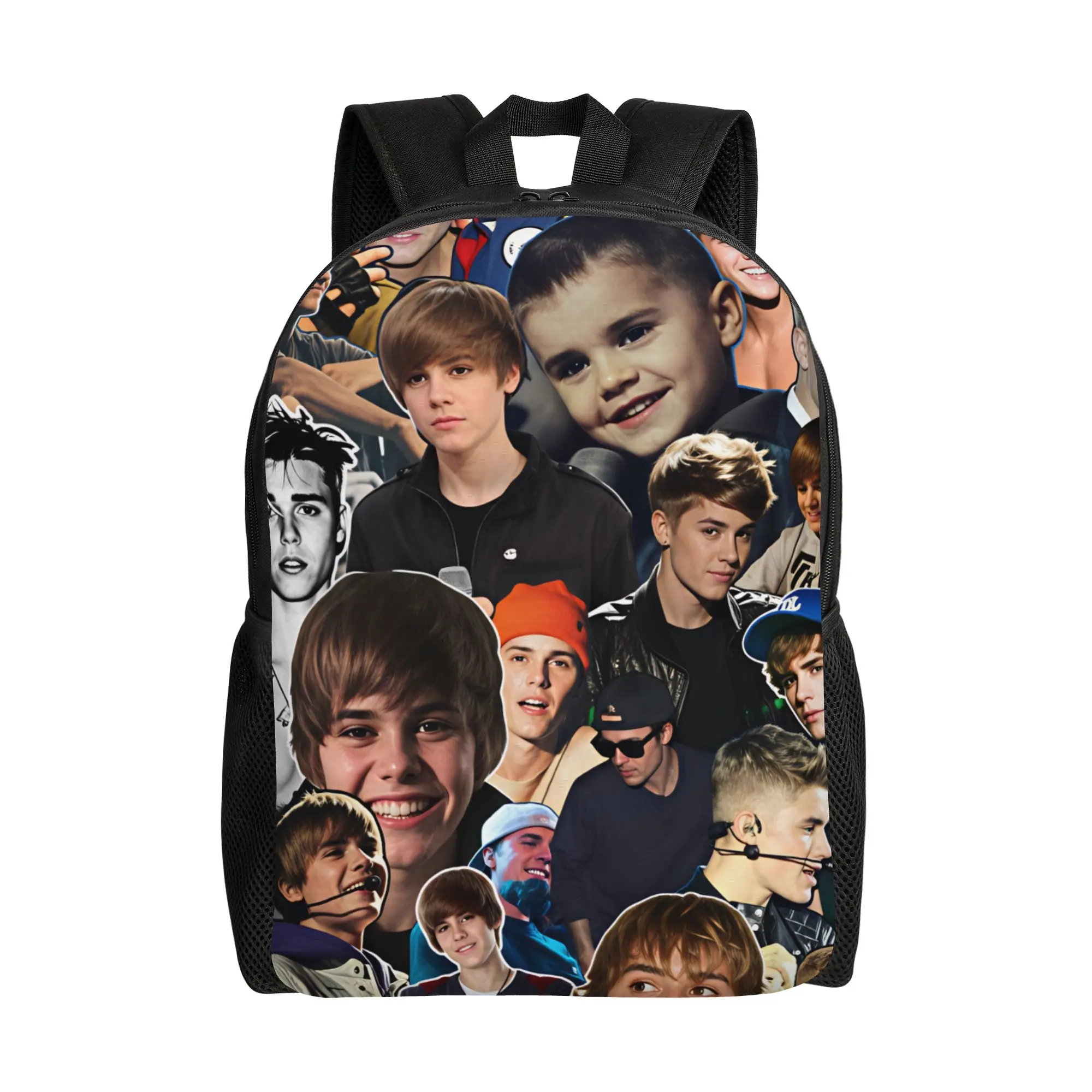 Justin Bieber Collage Retro Montage Backpack  University Backpacks Male Stylish High School Bags Custom Big Rucksack