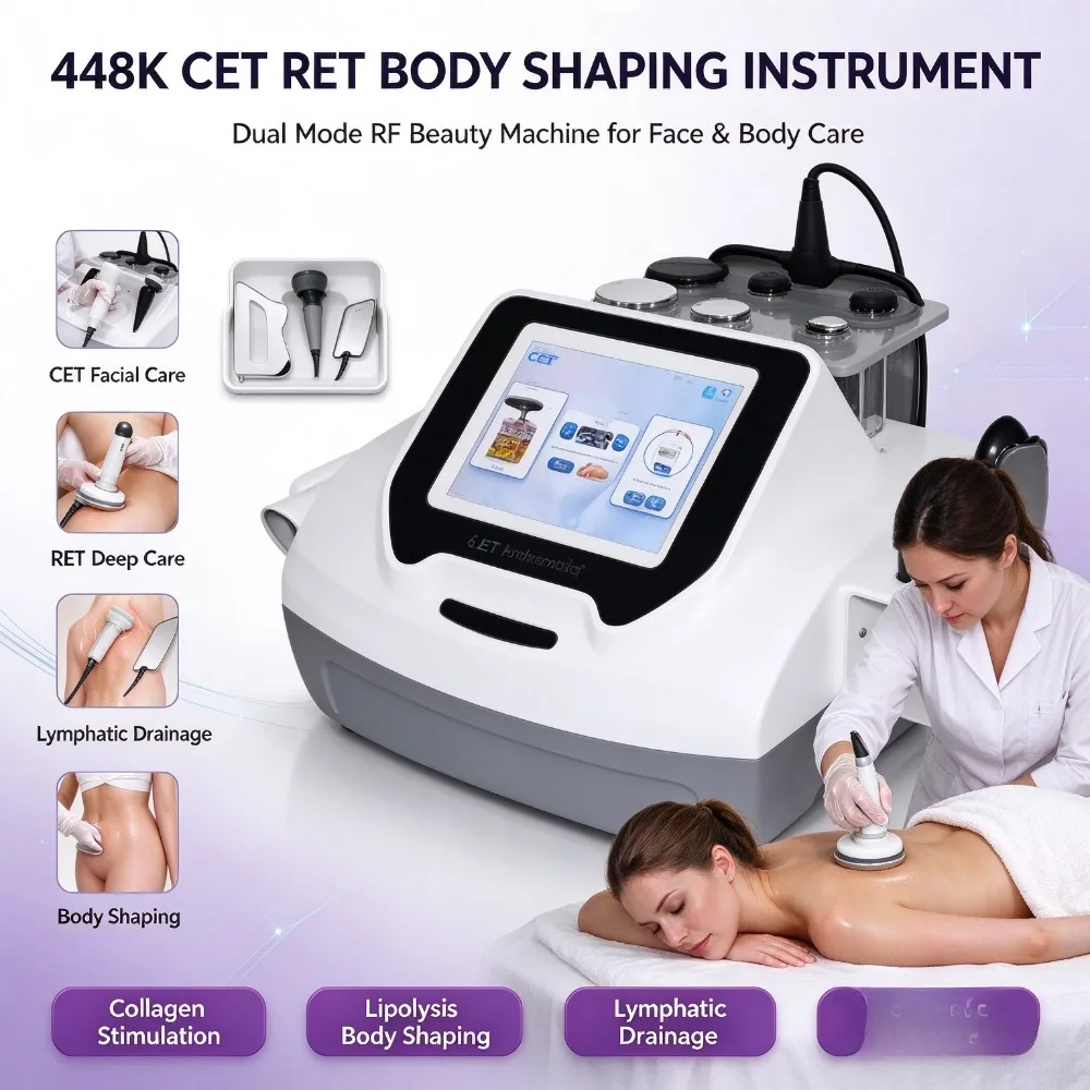 448K CET RET Body Shaping RF Machine, Radiofrequency Beauty Device for Collagen Regeneration & Lymphatic Management