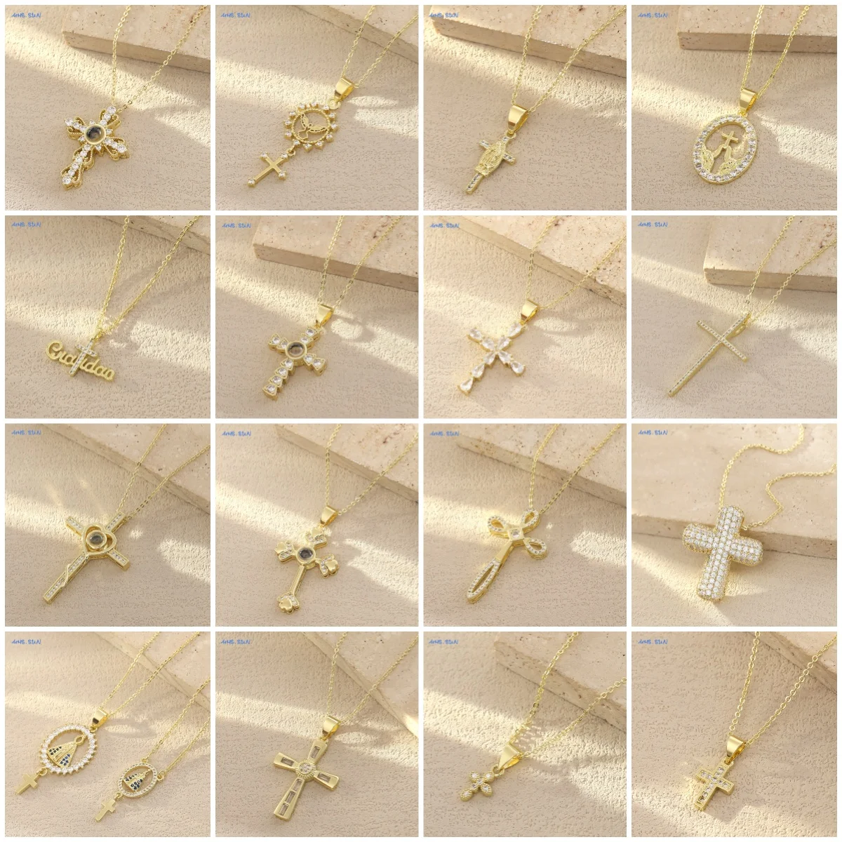 MHS.SUN 16 Styles Luxury Zircon Cross Pendant Necklace Fashion Unique Design Women 2025 New Gold Color Religious Jewelry Gifts