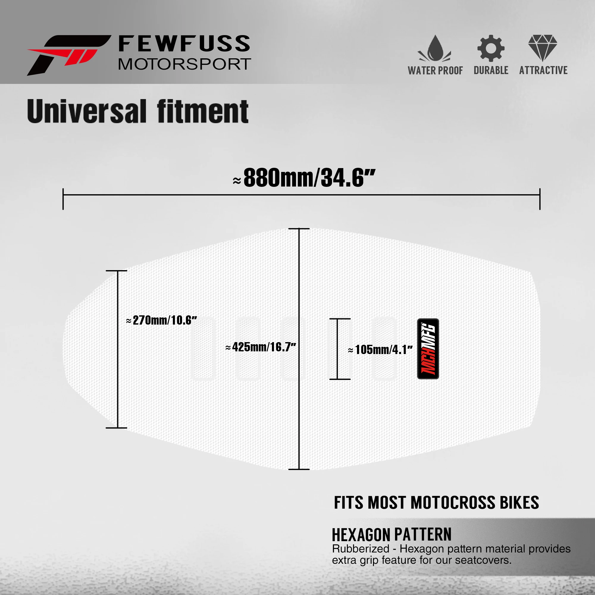 FEWFUSS دراجة نارية وسادة مقعد بيضاء الساخن ختم كرة السلة نمط مقاوم للماء حماية مكافحة زلة غطاء مقعد ل SX CRF YZF #2