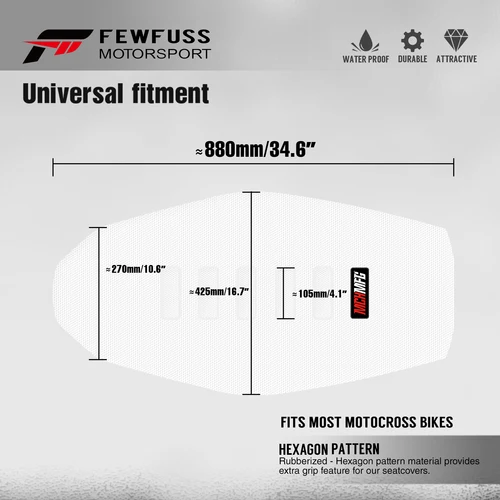 Imagen 2 del producto FEWFUSS-cojín de asiento blanco para motocicleta, estampado en caliente, patrón de baloncesto, protección impermeable, funda de asiento antideslizante para SX CRF YZF