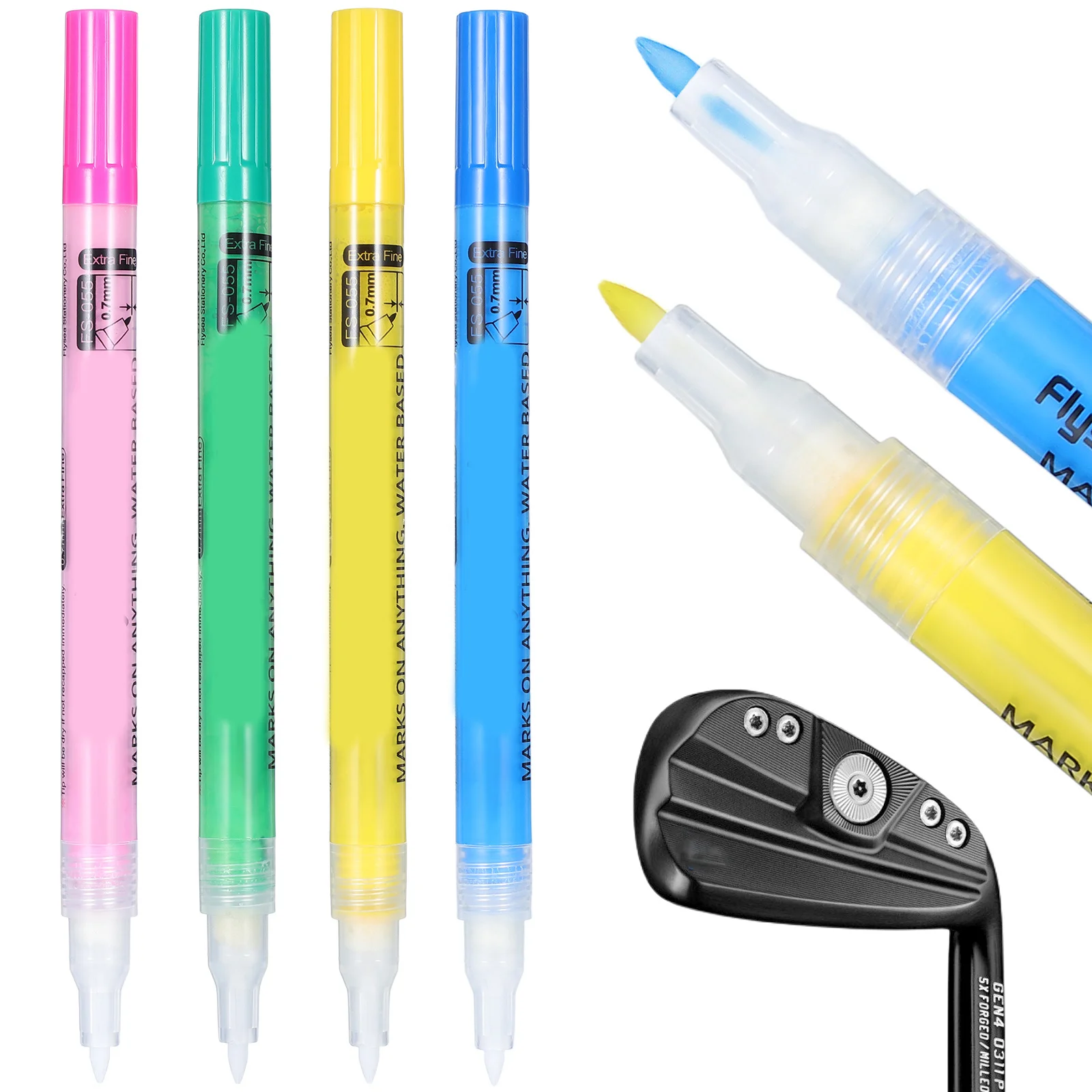 

4Pcs Golf Club Coloring Marker Acrylic Paint Pen Strong Covering Power Suitable for Marking and Modifying Golf Clubs Outdoor Use