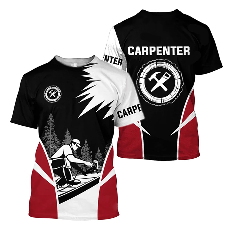 Carpenter Worker Men\'s T-shirt Short Sleeve Round Neck Breathable T Shirt 3d Print Graphic Tools Harajuku Casual Workwear Tees