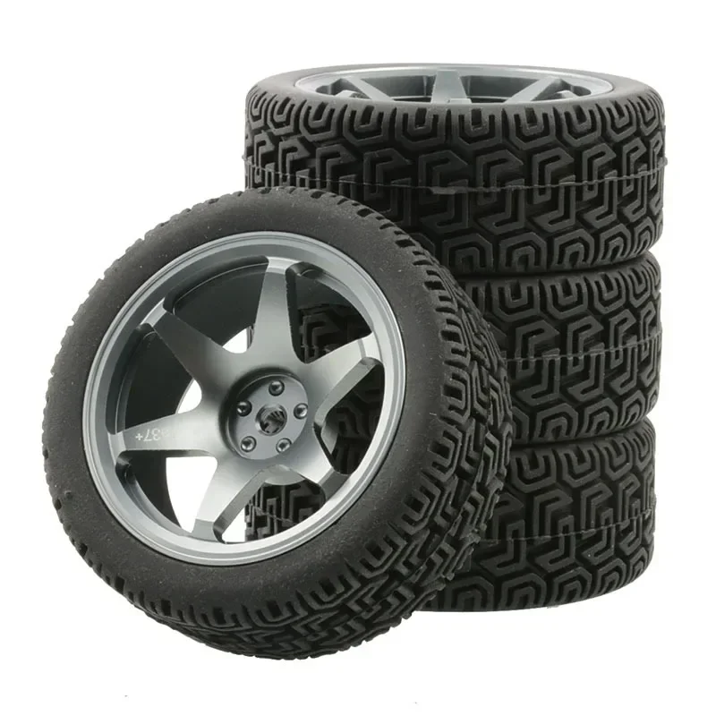 

4Pcs Racing Tires Tyre Metal Wheel Rim 4Pcs For RC 1/10 On-Road Car HSP 94123/94103/94122 D4/D3 FW06 WL144001 MJX16207