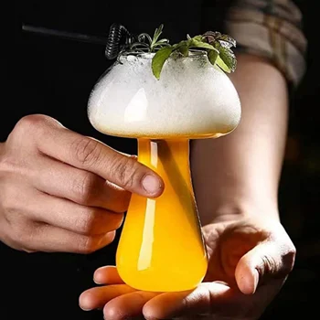 280ml Cute Mushroom Cocktail Glass Cup Clear Wine Glasses Cup Coffee Cups Drinkware Bar…
