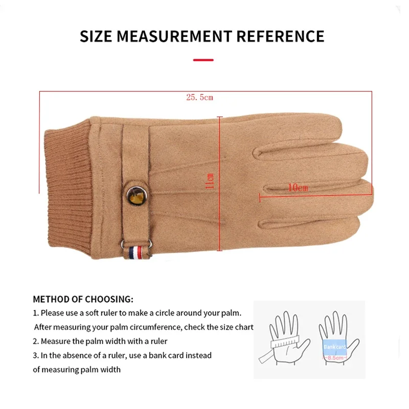 Autumn Winter Men Women Gloves Suede Warm Thermal Fleece Split Finger Gloves Outdoor Sport Driving Male Touch Screen Mittens