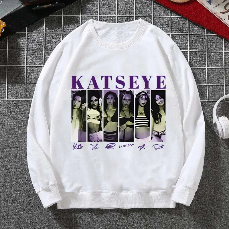 

Зимняя толстовка Katseye, мужская толстовка с капюшоном, новые повседневные мужские толстовки с круглым вырезом, спортивная одежда в стиле Харадзюку