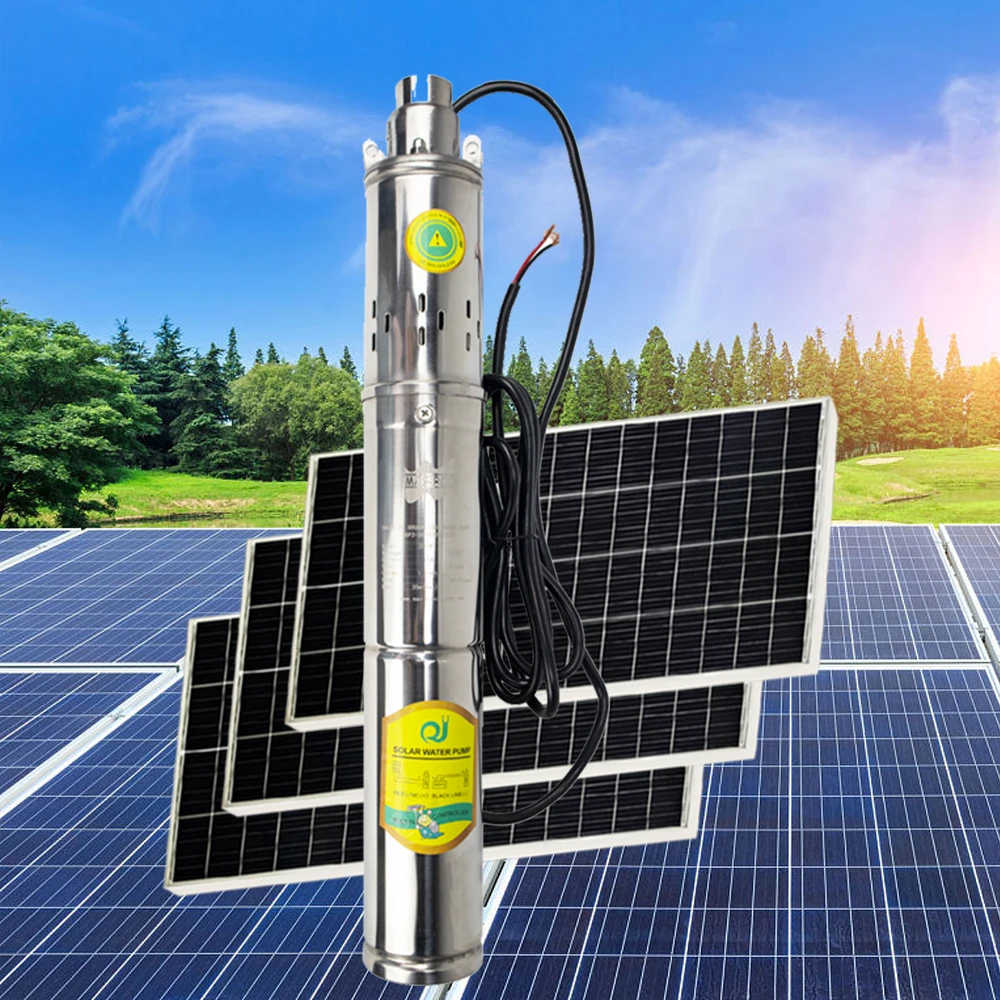 150W 12V Solar DC Brushless Submersible Pump With Built Controller Max Water Flow 2T/H Household Solar Irrigation Deep Well Pump