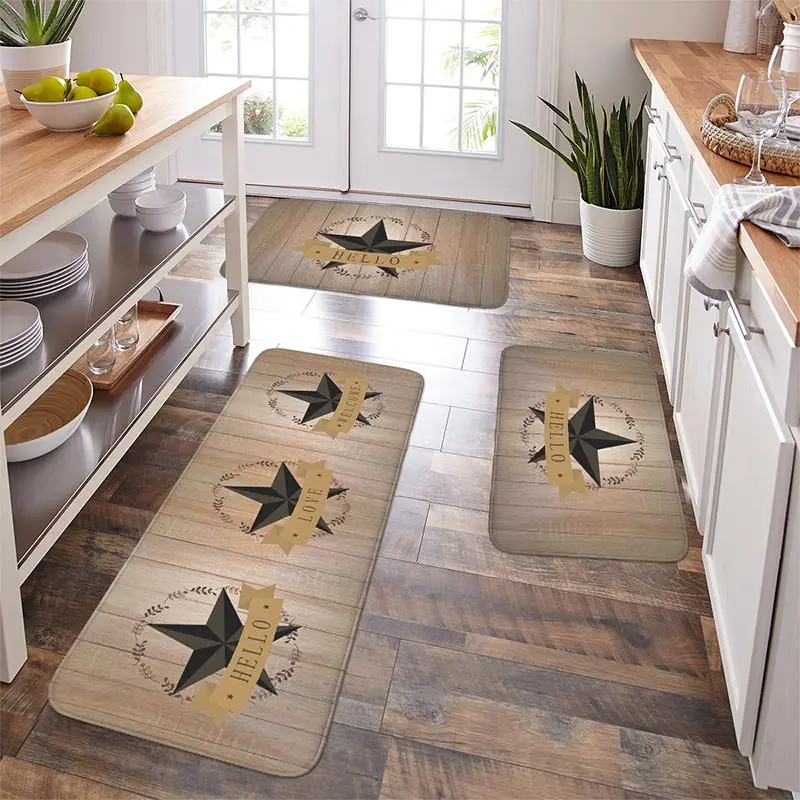 Traditional classical five pointed star pattern floor mat, comfortable and non slip, anti fouling and waterproof, suitable for l