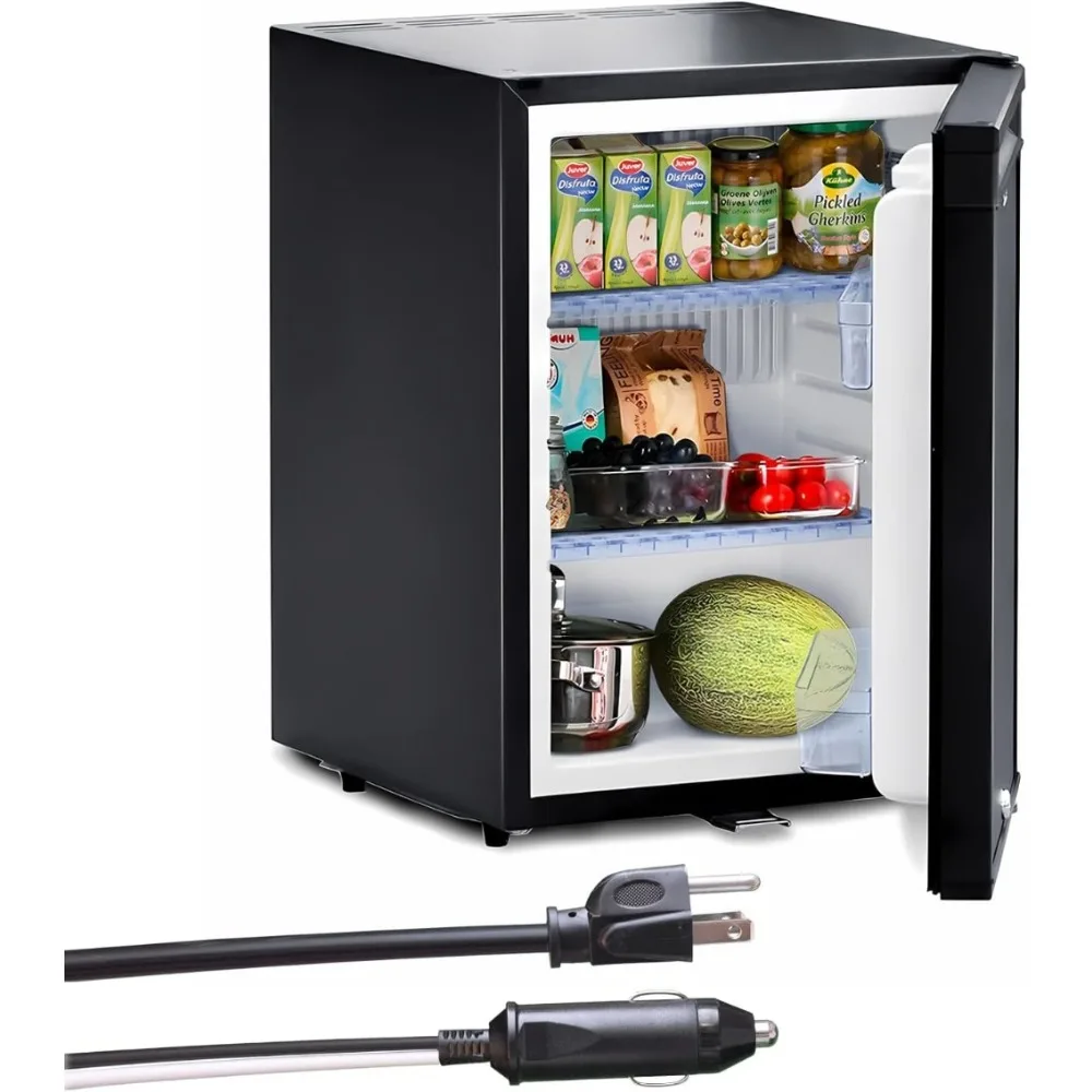 Compact Semi Truck Refrigerator 1.4 Cu.Ft, AC/DC Mini Fridge with Lock, Reversible Door