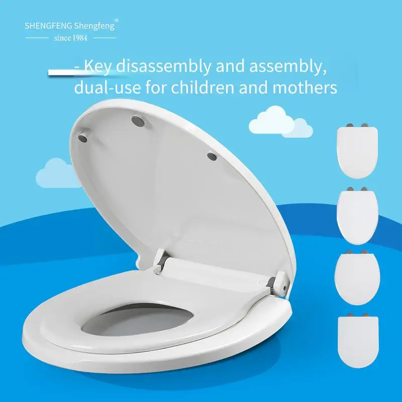 PP Material Double Layer Toilet Lid - Child Potty Training Cover Slow-Close Anti-Falling Design Travel-Friendly for Adult & Kids