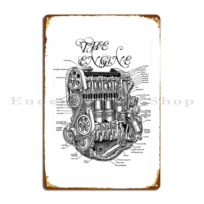 The Engine Metal Signs Club Customized Wall Plaque Cave Garage Tin Sign Poster