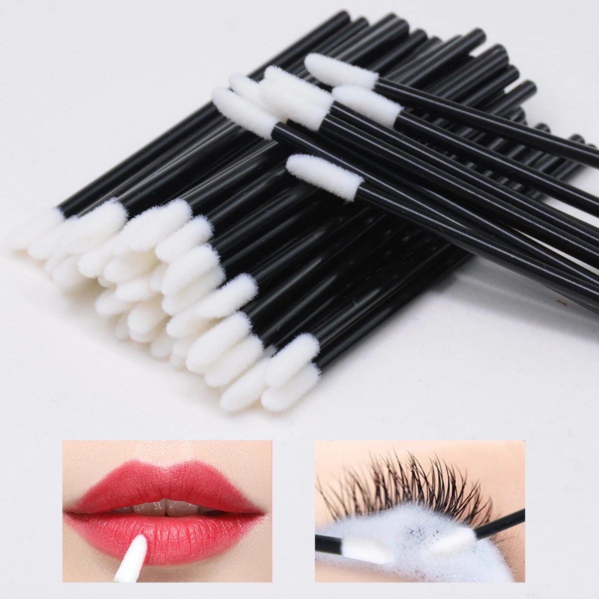 Okaylash Disposable Glitter Lip Gloss Brush Eyelash Extension Cleaning Brushes Crystal Lipstick Applicators Cleaner Makeup Tools