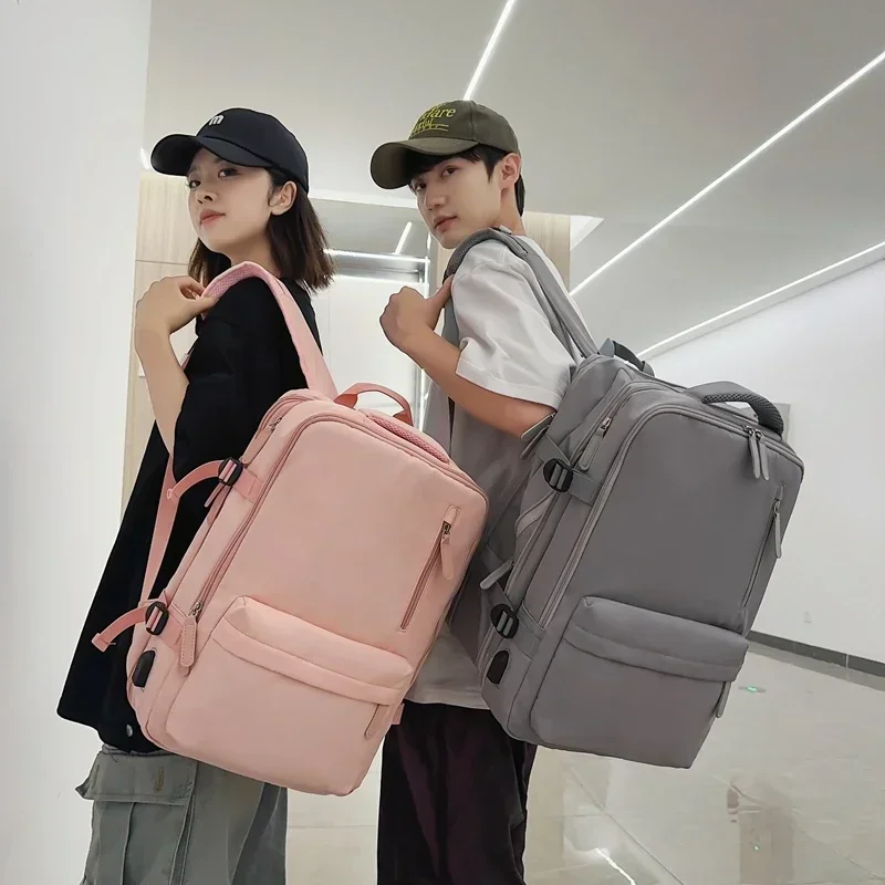 Solid Expand The Capacity of The Backpack 2024 High Quality Couple of School Bag Lady Business Travel  Computer Backpack