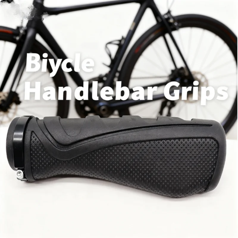 

1pair Bicycle Handlebar Grip Black Ergonomic Bike Handlebar Grip Anti Slip Handlebar Cover Single Ring Lock Bike Accessory