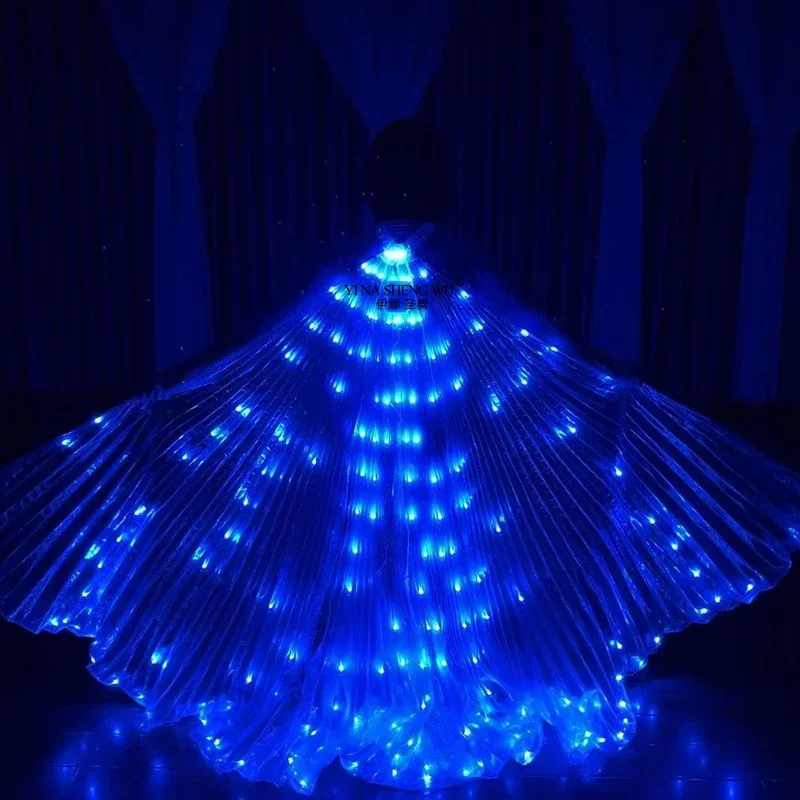 

Костюм для танца живота для взрослых, светодиодный светящийся красочный плащ с крыльями феи и бабочки, плащ для танцевальной вечеринки, реквизит для фотосессии