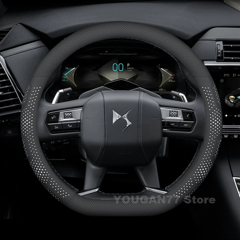 

Car Leather Steering Wheel Cover For DS 7 Crossback 3 Crossback DS9 2018 2019-2023 D-type Auto Steering Wheel DS 7 Accessories