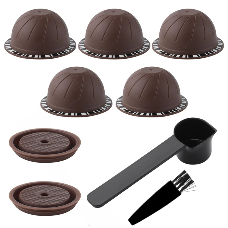 

Reusable Pods For Nespresso Machine, 230Ml Refillable Coffee Capsule With 2 Silicone Lids, 1 Spoon, 1 Brush Durable