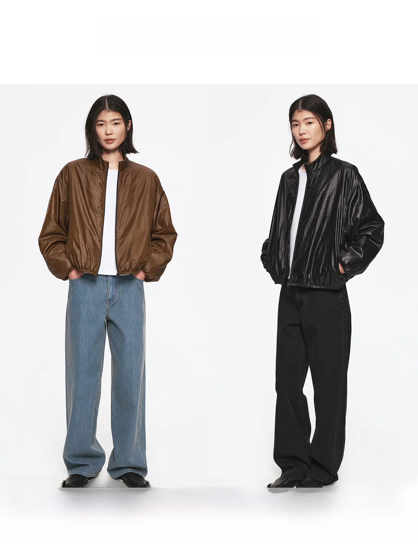 

Jaja Retro Lightweight Shiny Crepe Texture Warm Fleece Cotton Jacket Coat CO120010 Women's Commute Style Regular Length