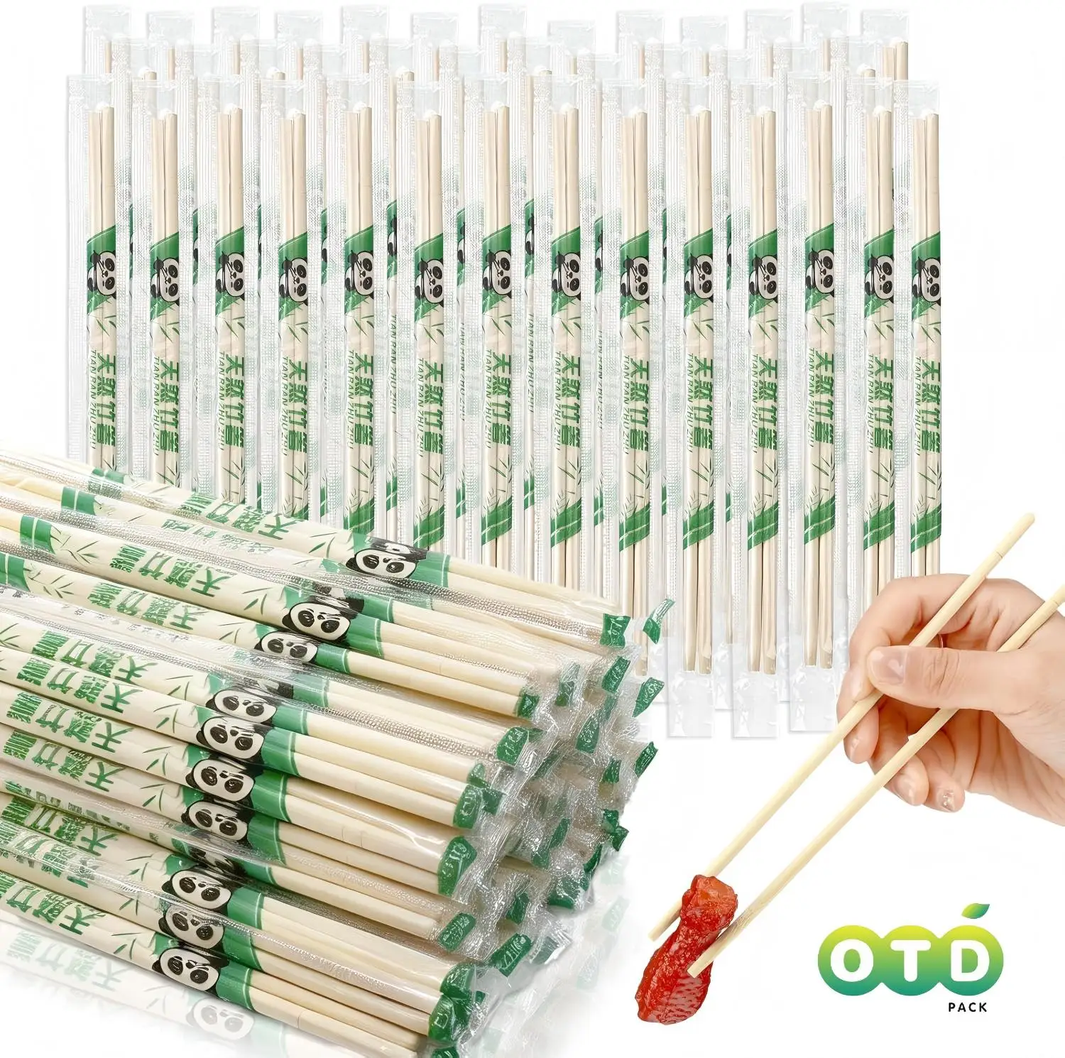 Bamboo Disposable Chopsticks Individually Wrapped in Clear Sleeve Film for Take out Orders Restaurants Picnics