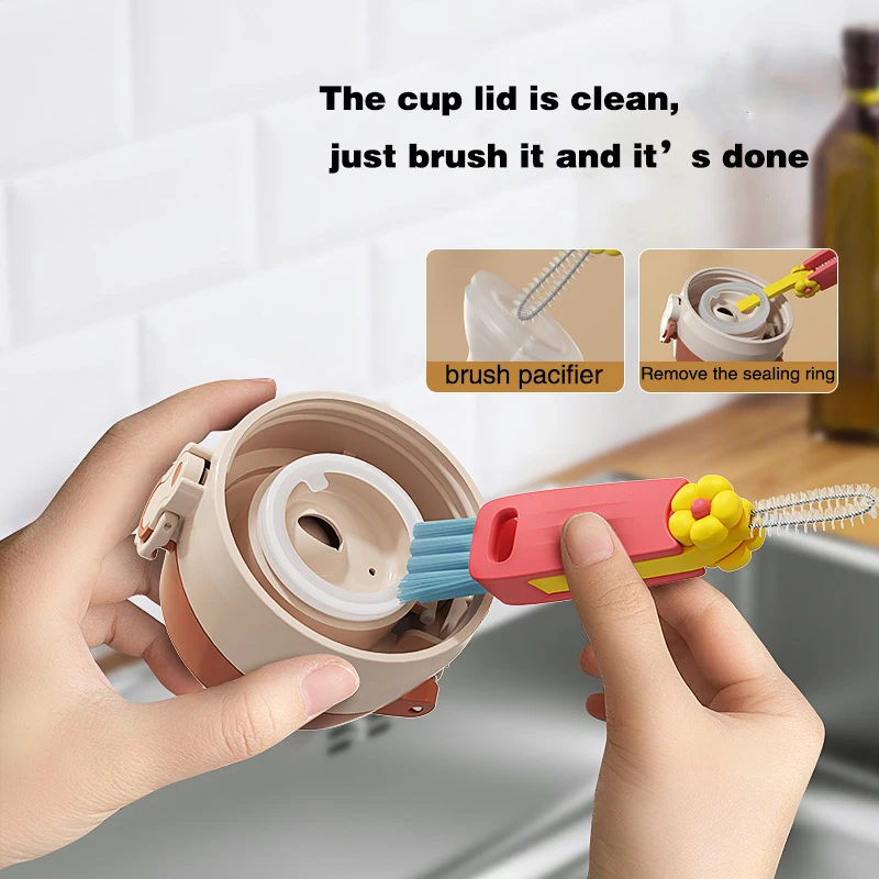 Cup Cover Cleaning Brush Insulation Multi-function Gap Cleaning Brushes Bottle Mouth Cups Brush Artifact Groove Cleaning Tools