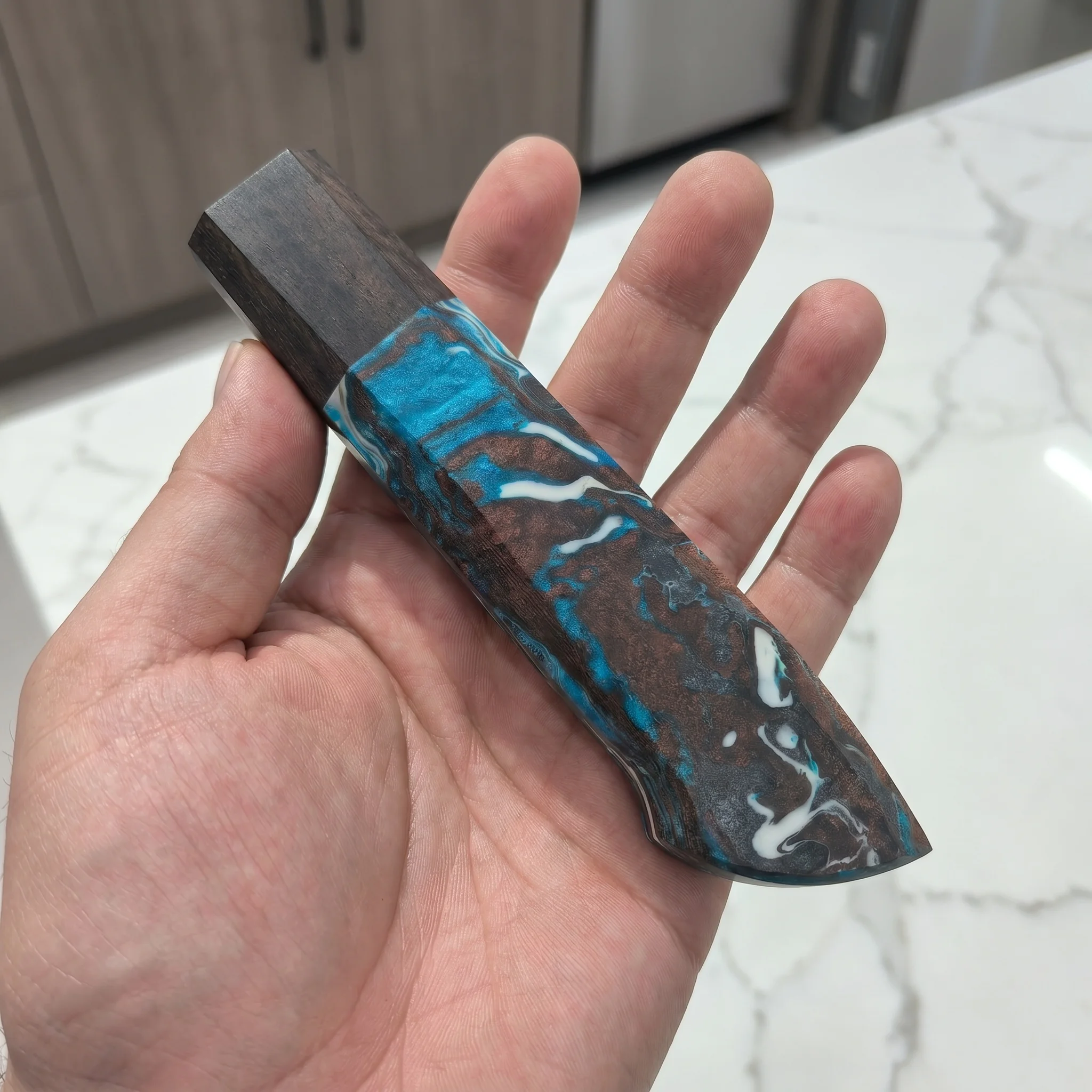 Handmade Resin + Ebony Wood Kitchen Knife Handle (octagonal Shape) Suitable for Kitchen Knife Modification and Customization