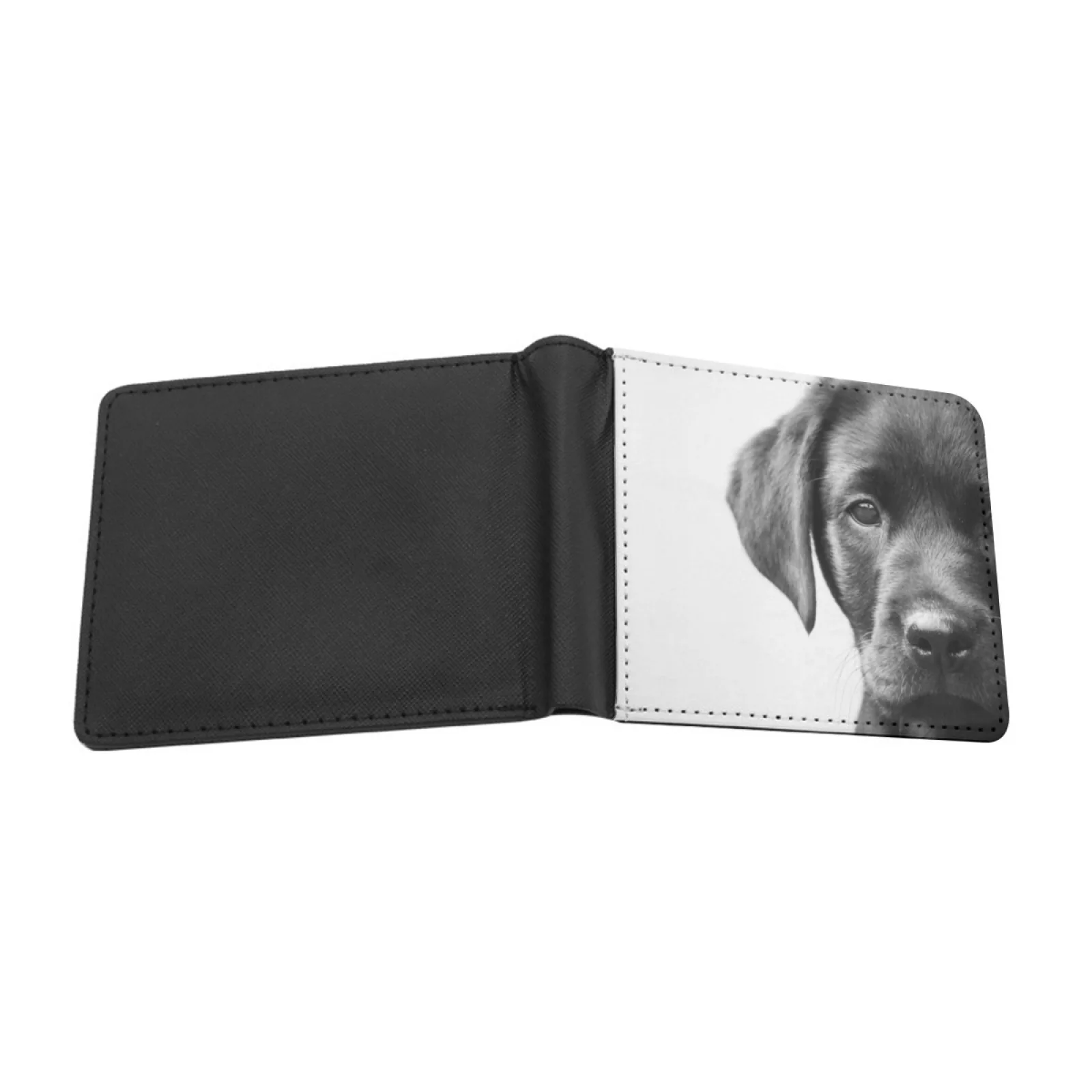 Black Labrador Pup Short Men's Wallet Multifunction Purse Male Pu Leather Wallet Black Labrador Pup Puppy Puppies Dog Dogs Fur