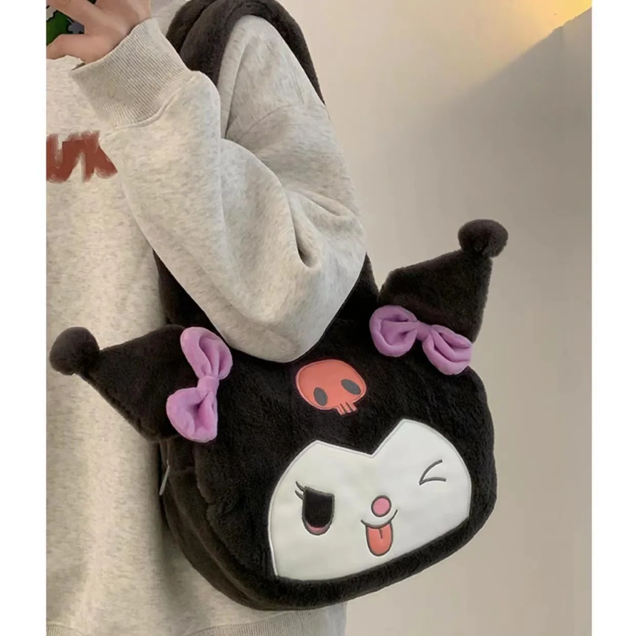 Kawaii Pluche Cinnamoroll Melodie Kuromi Tote Handtassen Schoudertassen Vrouwen Mode Vrouwelijke Messenger Bag Portemonnees Xmas Biethday Geschenken