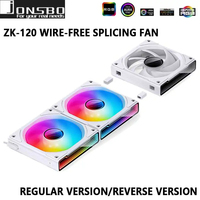 JONSBO ZK-120 3 in 1 12CM Computer Case Fan 120MM Reverse Fan 4PIN PWM 5V ARGB Cooling Slient Fan Wire-free splicing Cooling Fan