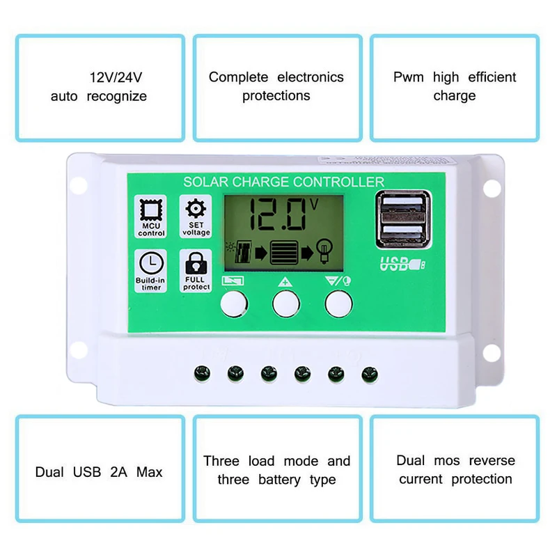 50W 18V Mono Solar Panel + Y4000 Car Power Inverter Kit 300W/500W Rated 4000W/6000W Peak 12V to 110V/220V LED Display 8-Protecti