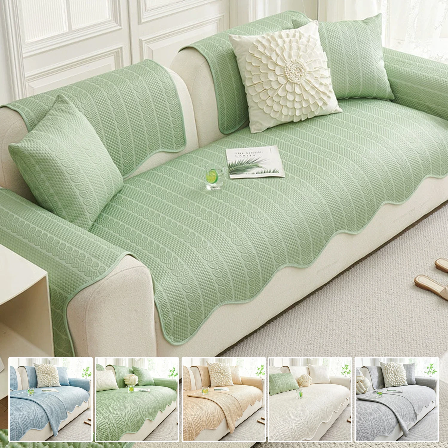 

Ice Silk Four Seasons Universal Non-Slip Sofa Cushion Modern Simple Combination Sofa Cushion Cover Towel/fundas Para Sillones