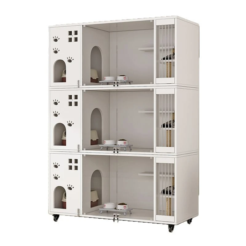 Solid wood cat villa, pet cabinet multi-layer household interior, large space cat house cabinet