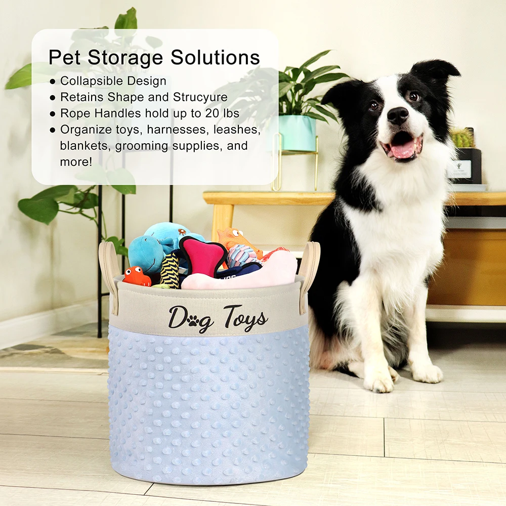 Collapsible Dog Toy Basket Big Capacity Pet Toy Box Storage Bin With Handles Organizer Storage Basket for Pet Toys Accessories