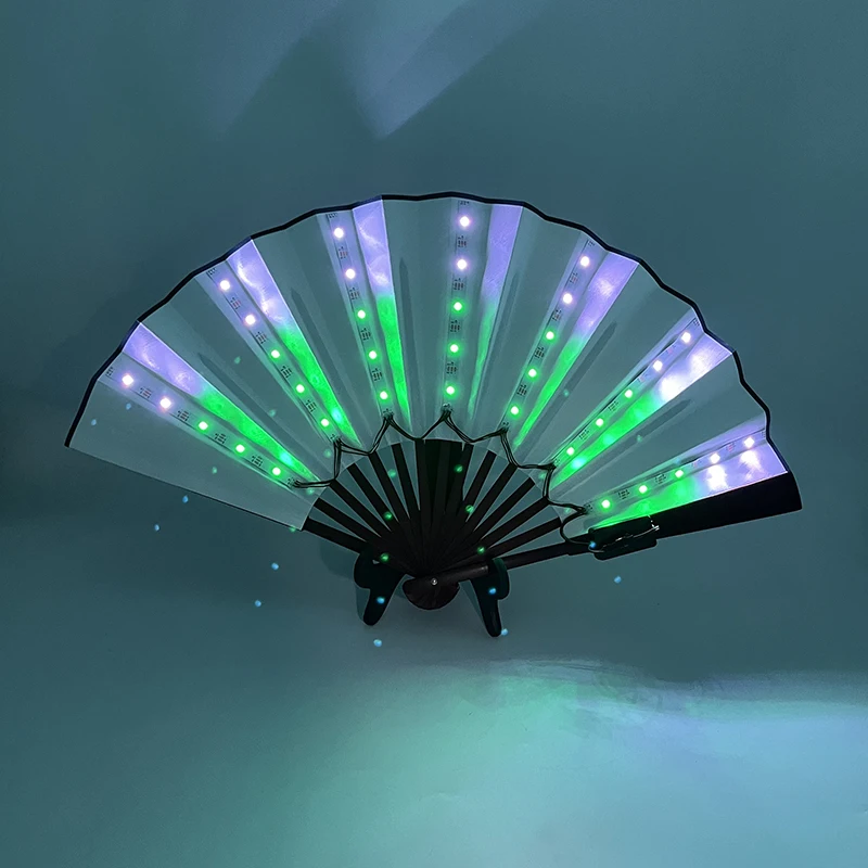 10/13 Zoll Leuchtender Handfaltfächer Hochzeitsgeschenke Fächer mit LED-Lichtern Verschiedene Stile Leuchtende Festival-Fächer Bar-Requisiten – Detail 24
