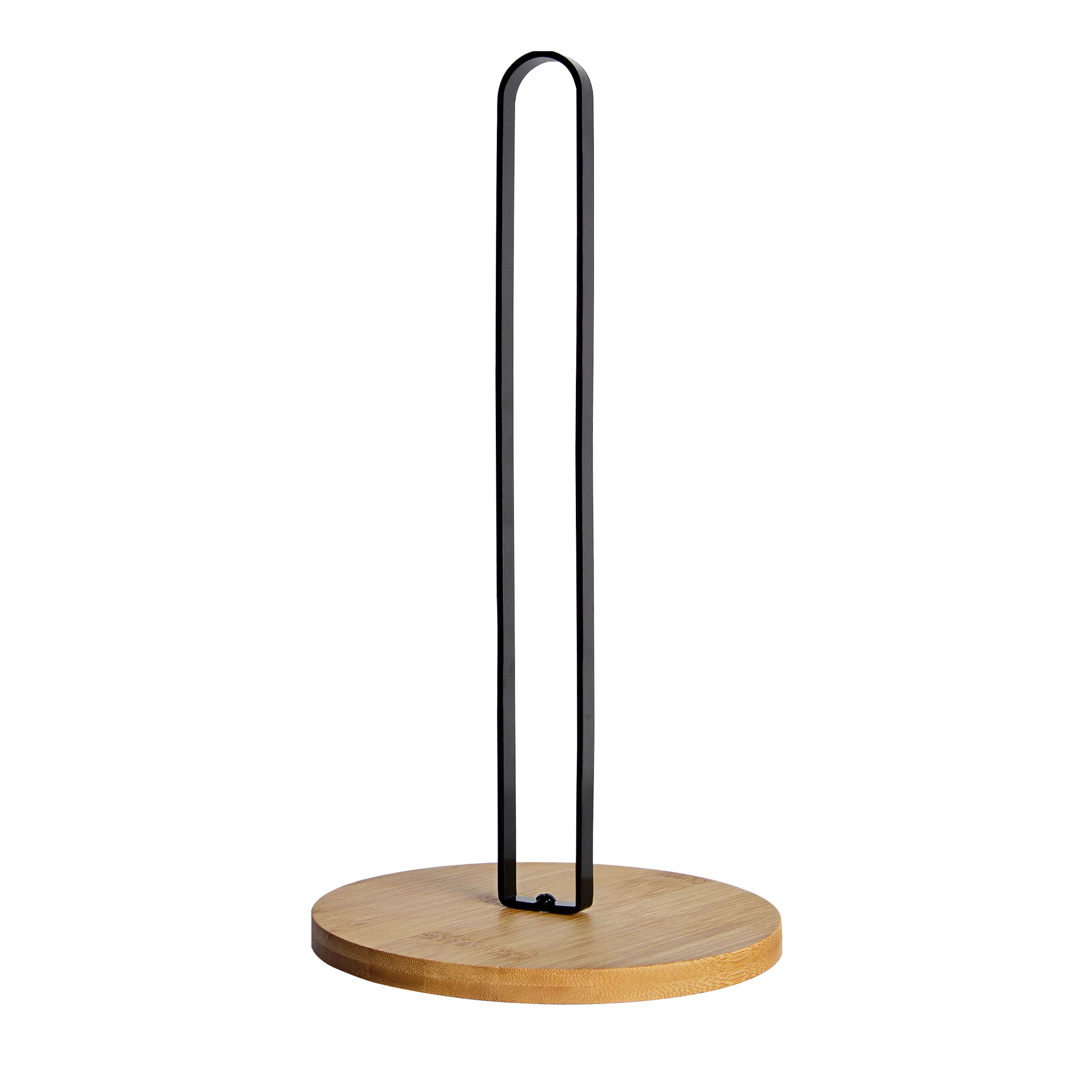 TONLEA Wood Paper Towel Holder, Black Paper Towel Holder Countertop, Kitchen Towel Holder Free-Standing with Non-Slip Wooden Bas