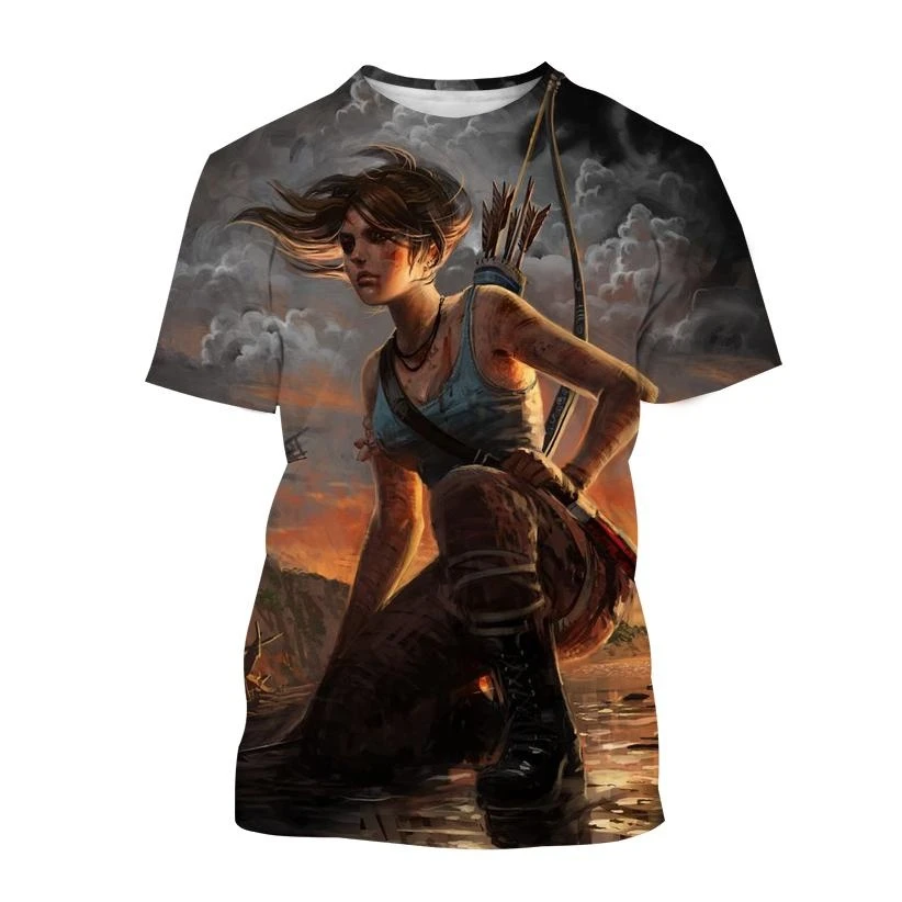 Tomb Raider 3D Printed T shirt Casual O-neck Loose Short Sleeve Tops Fashion Men's and Women's T-Shirts Hip Hop Trend Streetwear